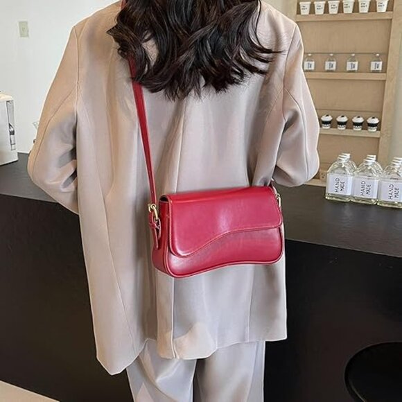 Neiman Marcus Red Vegan Leather Purse - Picture 2 of 4